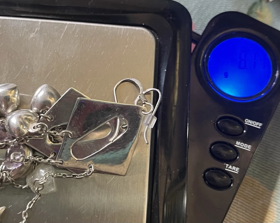 "Pendientes colgantes de plata esterlina corazón celeste luna y estrellas piedras preciosas, 3,25""" Foto 4 de 4