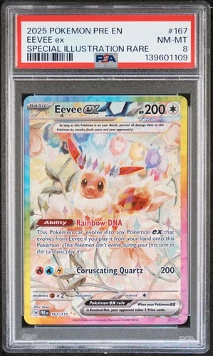 2025 POKEMON PRE EN-PRISMATIC EVOLUTIONS #167 EEVEE EX PSA 8