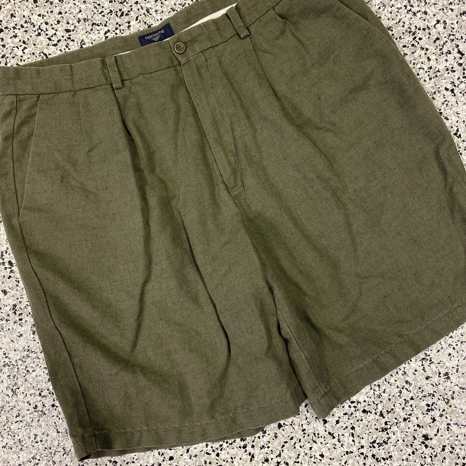 Pantalones Cortos Dockers Para Hombre 38 Mezcla de Lino Verde De Colección Foto 3 de 4