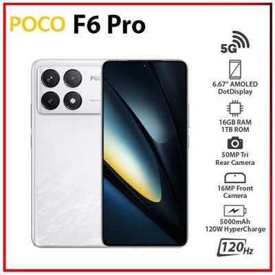 NEW Xiaomi POCO F6 Pro 5G WHITE 16GB+1TB Dual SIM Unlocked Android Mobile Phone