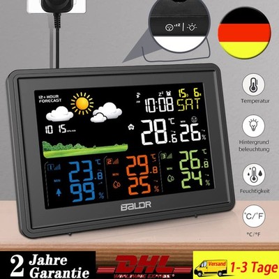 Funk Wetterstation Thermometer Hygrometer Außensensor Wecker und Nachtlicht