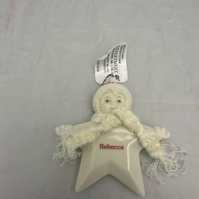 Dept 56 Snowbabies Star Ornament Santa Hat Scarf Personalized REBECCA 3''