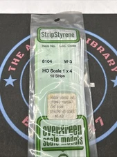 Evergreen Scale. Polystyrene Strips. 14" 8104 HO Scale 1 X 4. .011 X .044 (10)