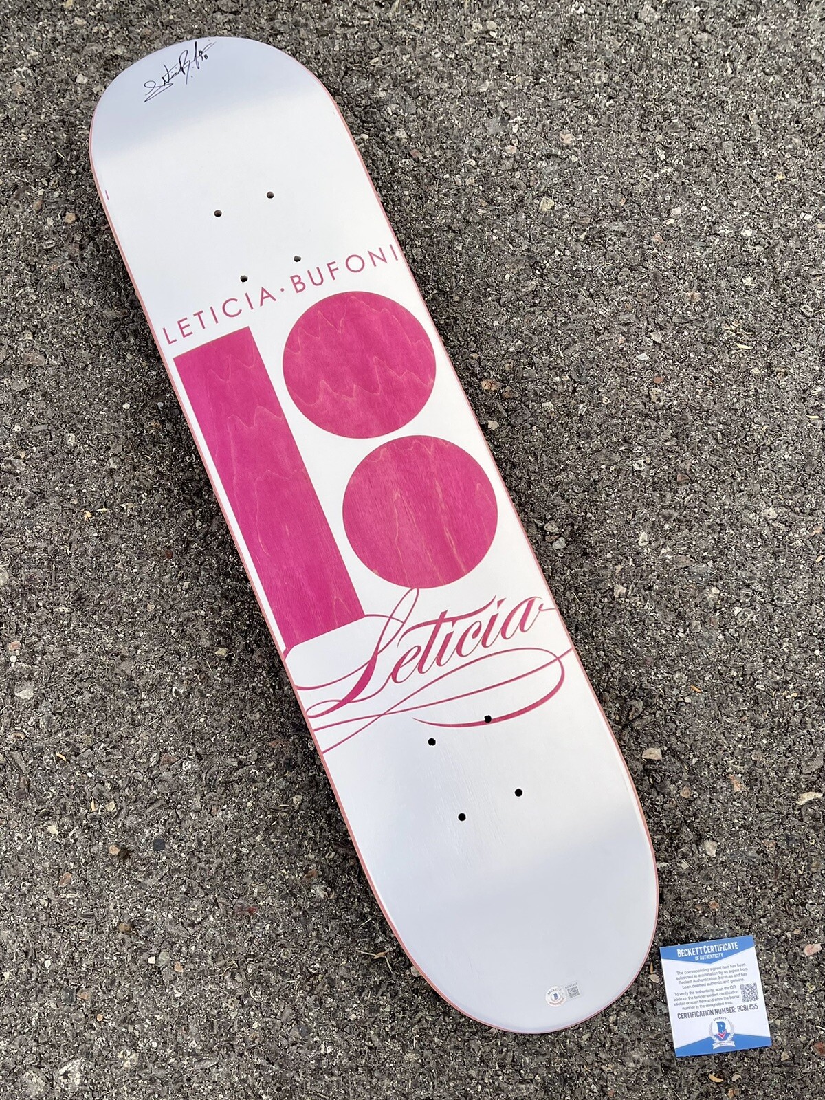 Rare Plan B Signed Rookie Deck Leticia Bufoni 1st Pro Skateboard Beckett COA BAS