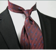 New Classic Polka Dot Brown Blue JACQUARD WOVEN 100 Silk Men's Necktie Tie