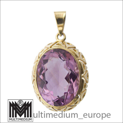 333er Gold Anhänger Amethyst 30er Jahre 8 Karat oval pendant 30s 8ct