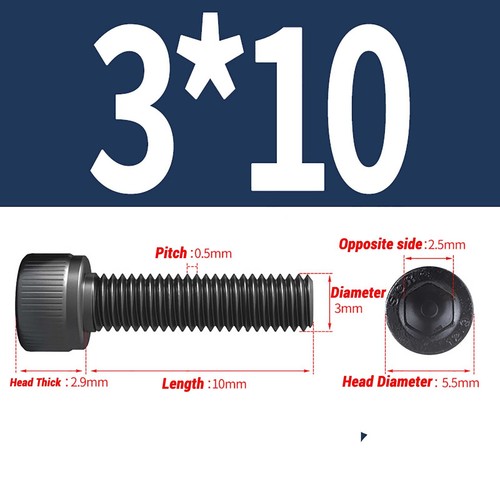M2 M2.5 M3 M4~M16 Socket Button Head Screws 12.9 High Tensile Black Allen Bolts - Picture 39 of 205