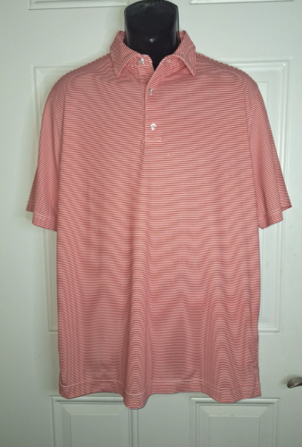 USA Palm Short Sleeve Striped Design Polo Shirt Size: Large