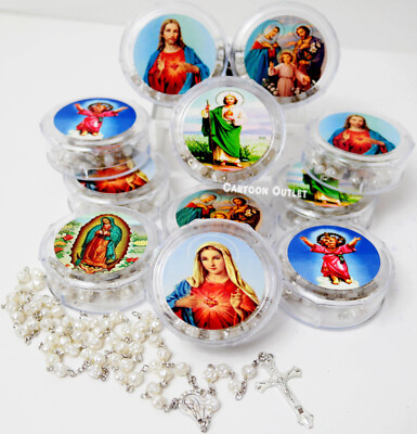 12 Guadalupe St Jude Rose Bead Rosary Religious Gift Favors Divine Child Jesus