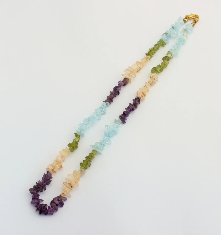 Peridoto Amatista Citrino Topacio Azul Cadena de Minerales Collar Picado Colores - Imagen 2 de 2