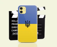 Ukraine yellow blue flag with trident case for iPhone 14 13 12 11 Pro Max X Xr