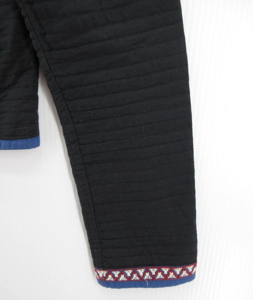 Peruvian Connection Jacket Women 6 Black Quilted Coat Aztec Tribal Full Zip - Image 3 of 4