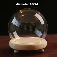 Glass Dome Display Bell Jar Cloche Wood Base Figure Action Storage Display Decor