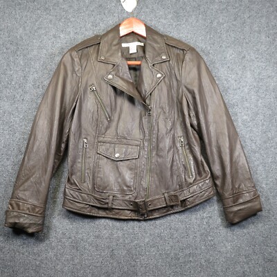 Rezrekshn Genuine Leather Biker Jacket Women's Large Brown by Esther Chen