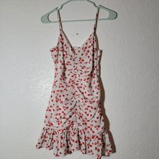 Urban Outfitters Floral Printed Mini Slip Dress Ruched Ruffle Sweet S