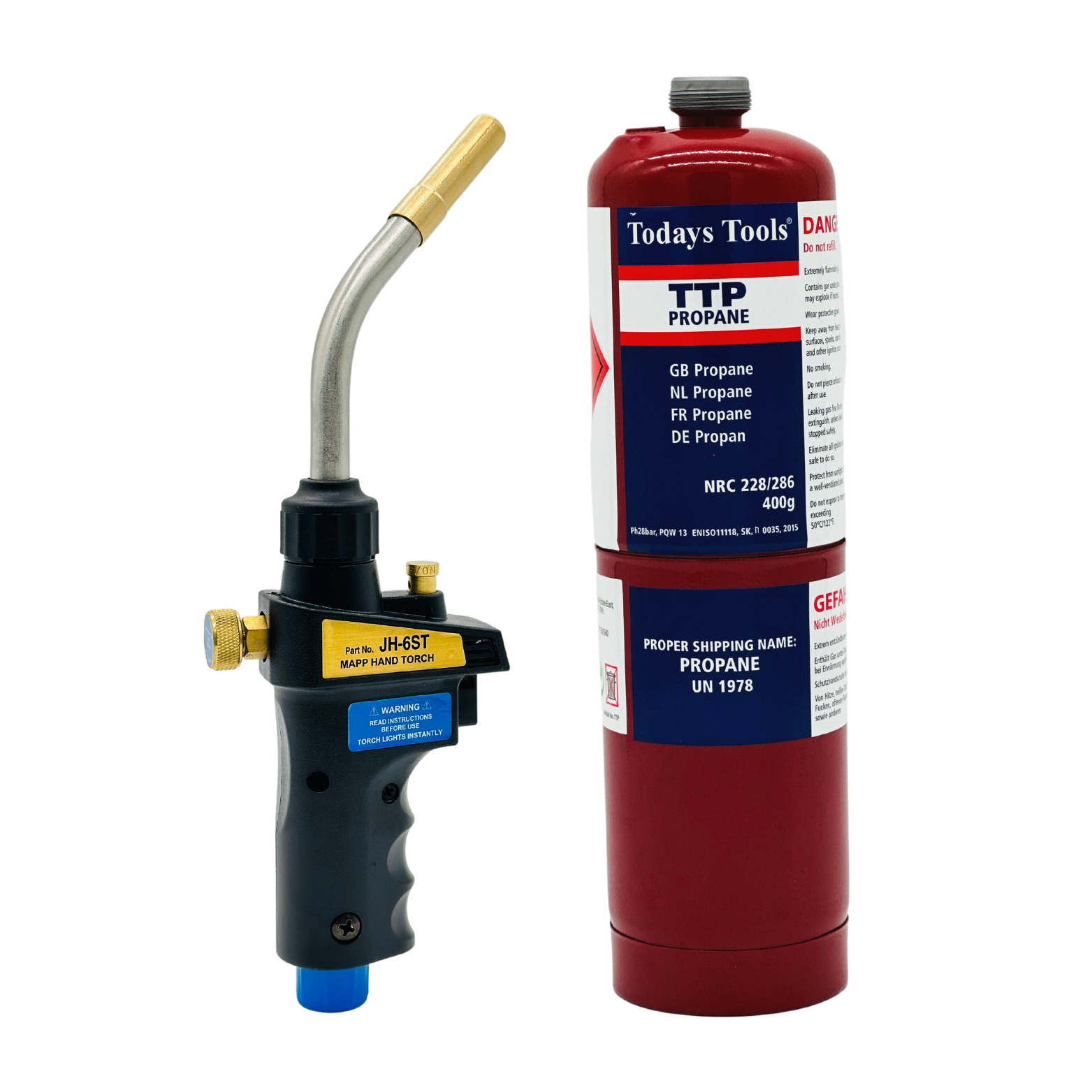MAPP Self Igniting Hand Torch JH-6ST + Propane Gas used for Soldering/Brazing
