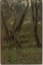 Painting Picture DIPINTO OLIO SU tavola ITALIANO FRANCHI Bosco autunnale