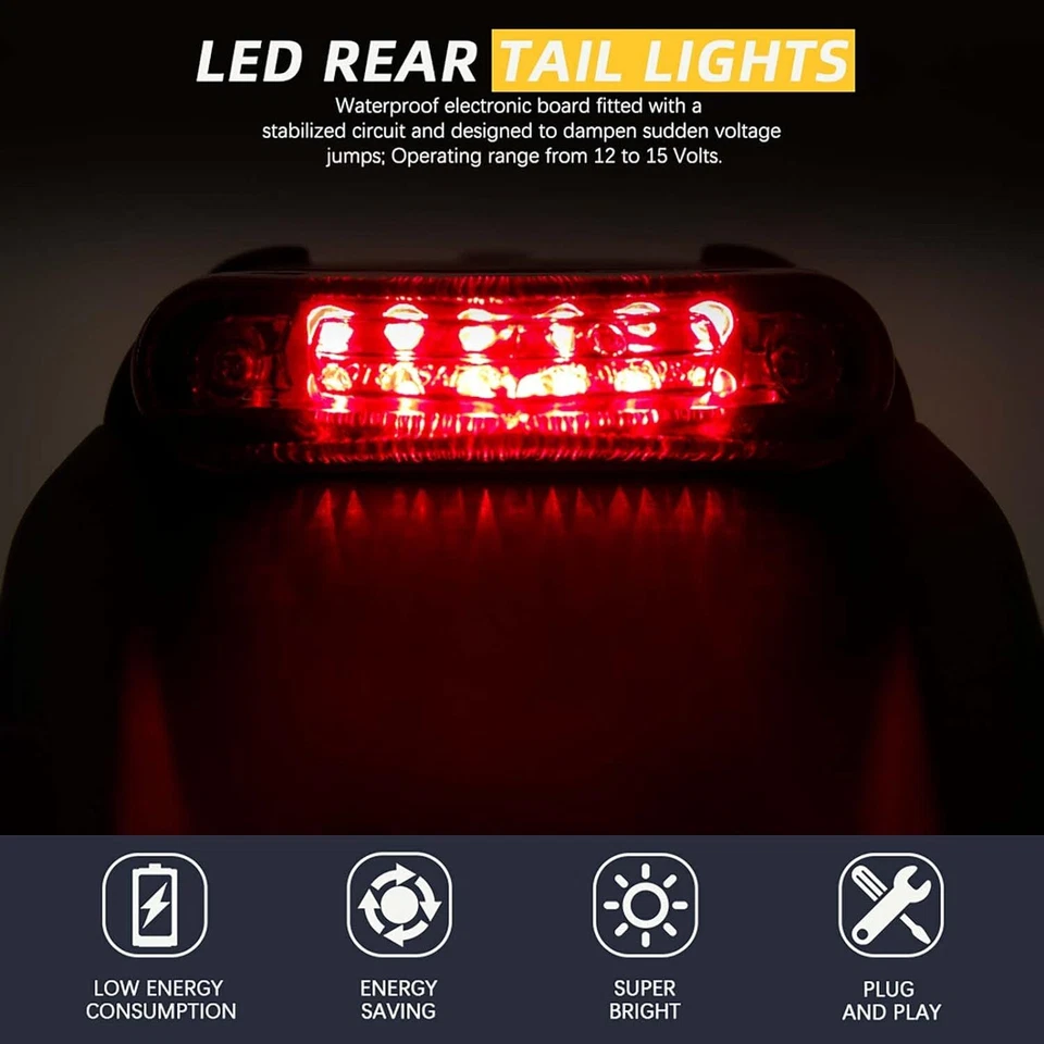 12V LED Rear Tail Light Fender Brake Run Lamp For Yamaha YZ426F 450F YZ125 YZ250 - Image 4 of 4