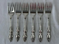 LOT of 6 Salad Forks Oneida BAROQUE ROSE Silverplate 1881 Rogers Ltd 1967