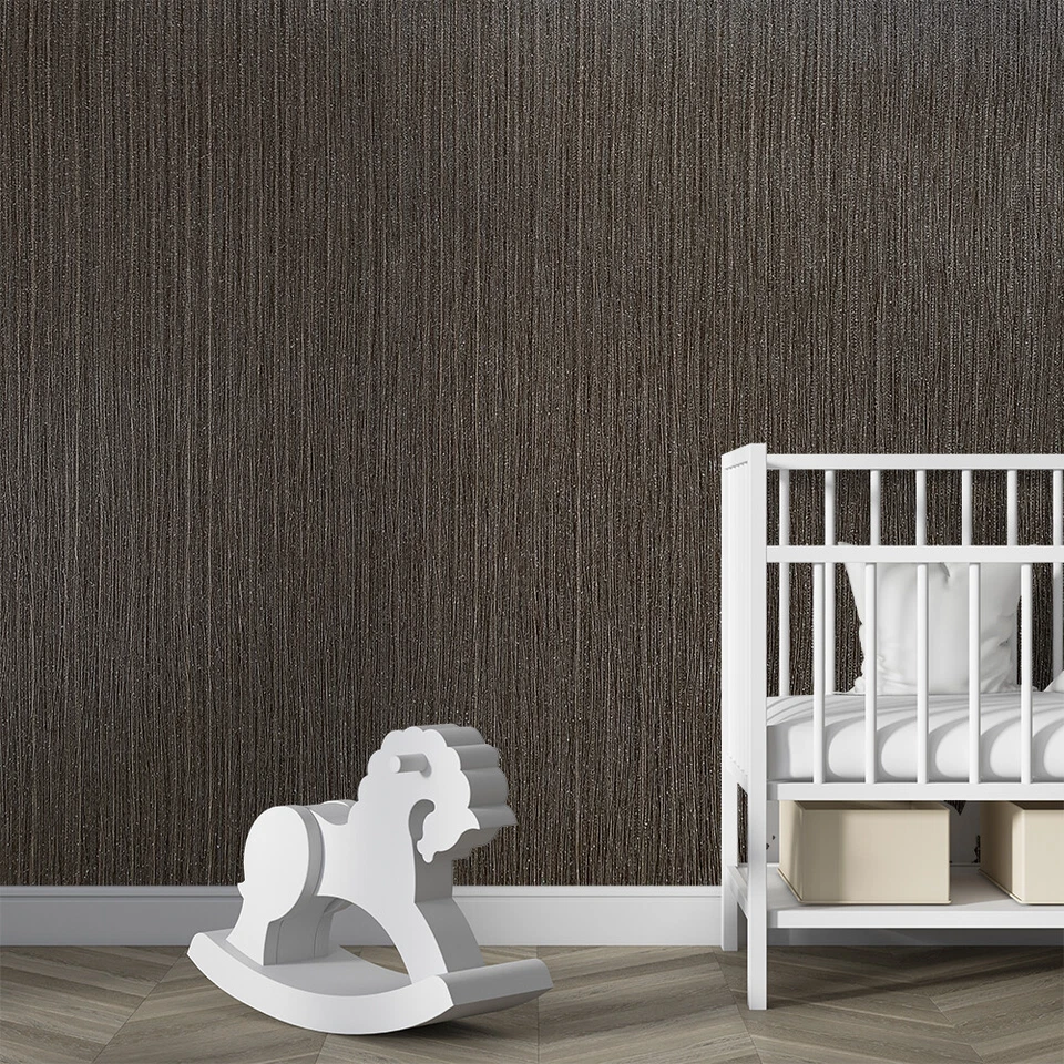 Papel de parede metálico cinza escuro marrom prata tecido de grama texturizado 20,86 x 393,0 - Imagem 2 de 4