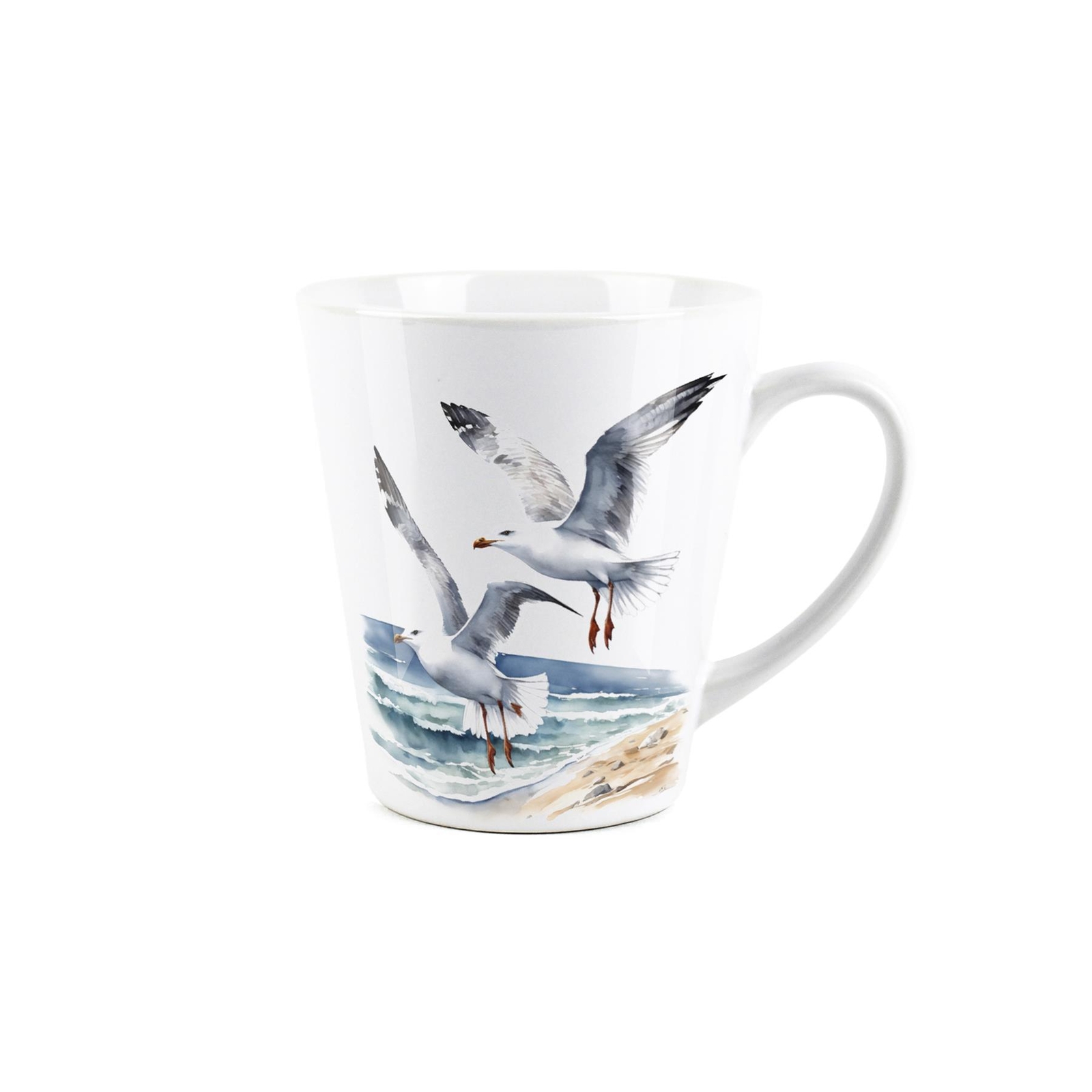 Seagull Coastal Beach Mug - Seaside Maritime Small Ceramic Latte Mug Gift