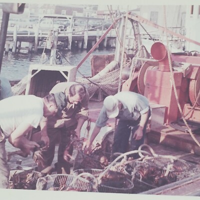 Lobster Boat Vintage Color Photos Set Of Two 