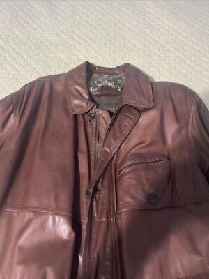 Vintage Striwa Chestnut Brown Leather Jacket Pea Coat Men Sz48 Ex