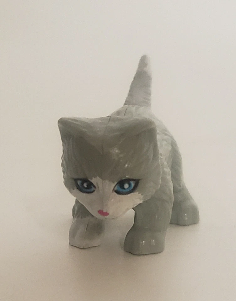 Barbie Playtime Mascotas Repuesto Gris Gato Gatito Cuello Azul Animal Figura Foto 2 de 4