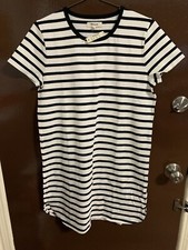 NWT Madewell Women's Size M Blue/White Striped Long Sweater