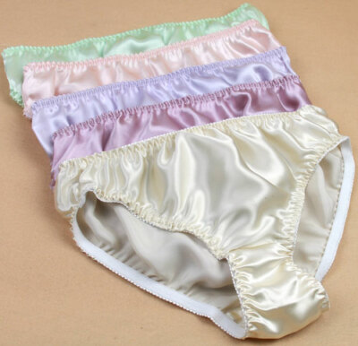 4 Pairs/lot 100% Silk Women's Middle Waist Panties Briefs Underwear Lingerie