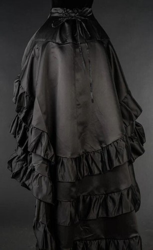 Dracula Clothing Black Satin Layer Steampunk Bustle Skirt #22-13/14 - Size Small - Picture 3 of 3