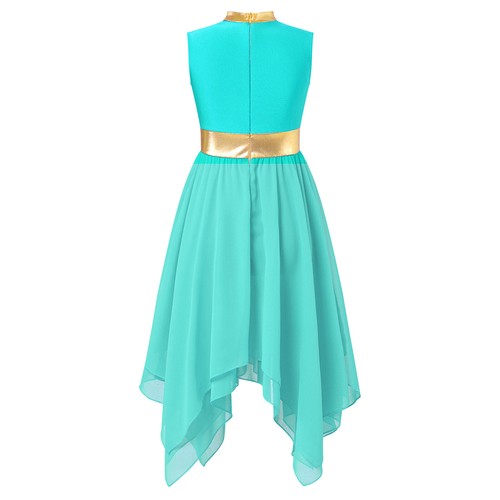 Mädchen Liturgisches Lobpreis Tanz Kleid Metallic Gold Asymmetrisch Gottesdienst Kostüme - Bild 42 von 56