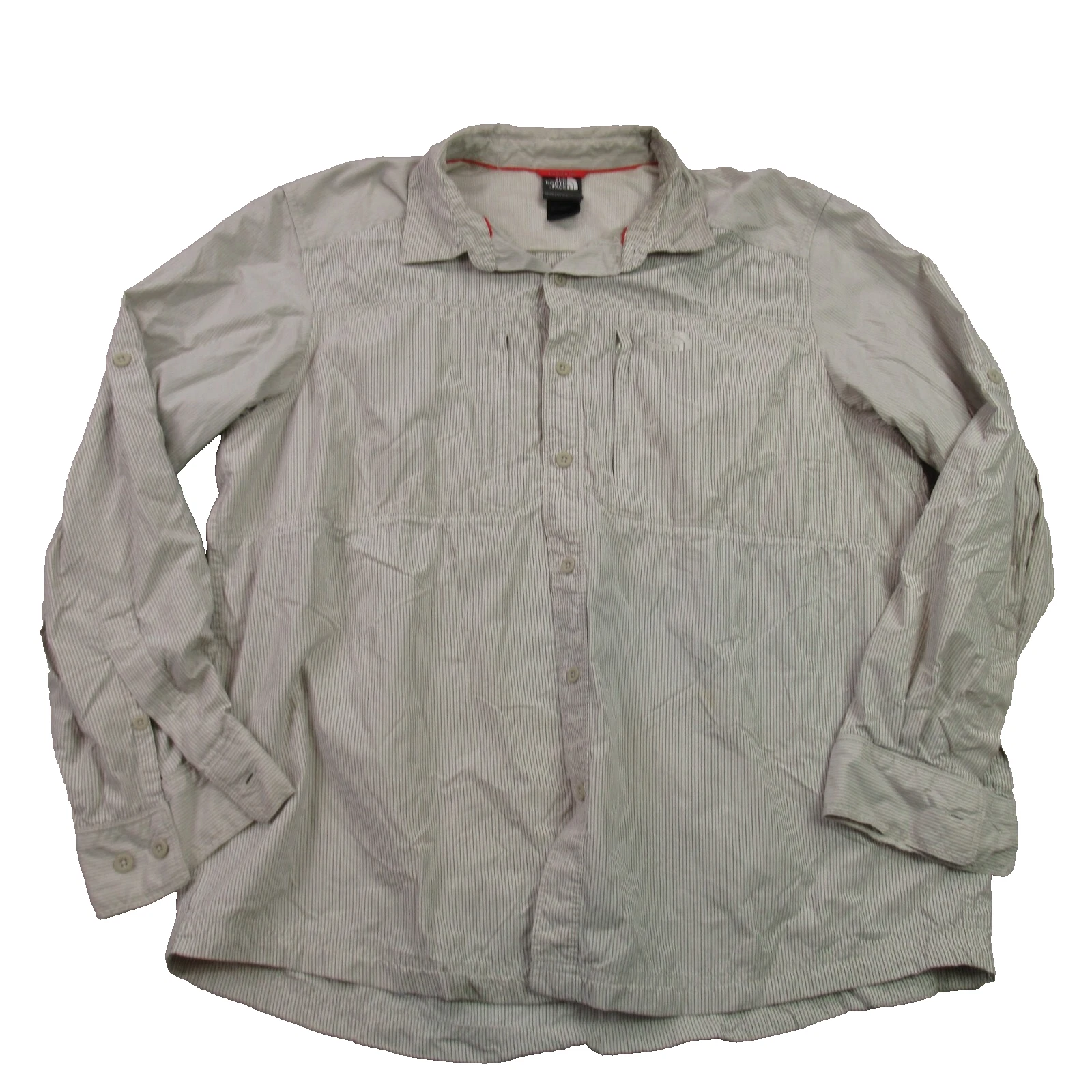 North Face Shirt Mens XL Long Sleeve Stripes Pockets Button Front Lightweight