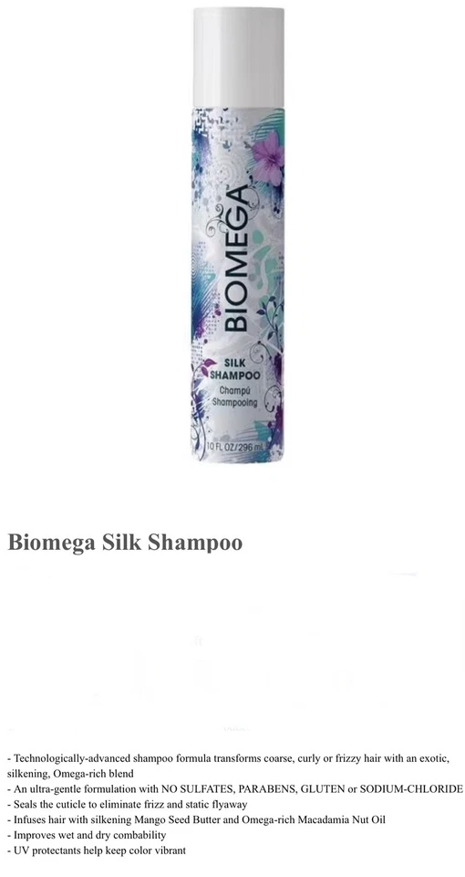 Champú de seda Aquage Biomega 10 OZ para curso de cabello rizado o control de frizz UV Prot Foto 4 de 4