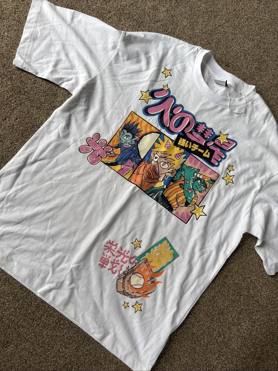 Bershka Men's Women's Unisex Oversized Japanese Manga Anime T