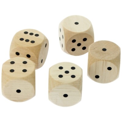 5x Holzwürfel Würfel Würfel Würfel Holz sechsseitig 20 mm (2 cm) poliert