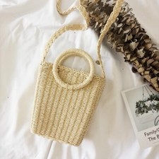 Women Crossbody Straw Bag Rattan Wicker Handbag Basket Crochet Beach Summer Gift