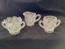 EAPG - John B. Higbee Glass Co. "Arrowhead in Ovals" childs 3 piece table set
