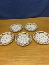 5 Rare Antique Dresden Reticulated 8” Plates