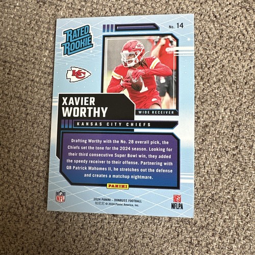 2024 Donruss Xavier Worthy Rated Rookie Retro #14 Chiefs (RC) - 第 2/2 張圖片