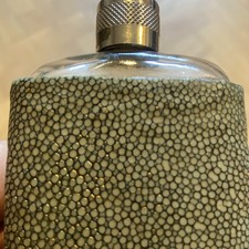 Vintage Green Shagreen Stingray Skin Glass Hip Flask c1930s&ndash;50s Art Deco