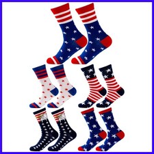 5 Pairs  American Flag Socks 4th of July Accessories Men Women Red White Blue...