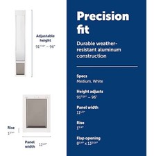 PetSafe Sliding Glass Pet Door Adjustable Height 91 7/16" to 96" Medium Dogs