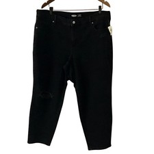 NWT Womens Old Navy OG Straight High Rise Black Slightly Distressed Jeans 20