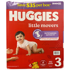 Huggies Little Movers Outstanding Active Fit Diapers, Size 3 (16-28lbs), 192ct 0.34 per diaper