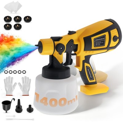 1400ML Cordless Paint Sprayer for Dewalt 20V Battery Handheld Paint Gun Painter