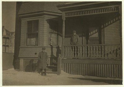 New Bedford Massachusetts Fred Arnold 1912 boy at home steps Lewis Hine