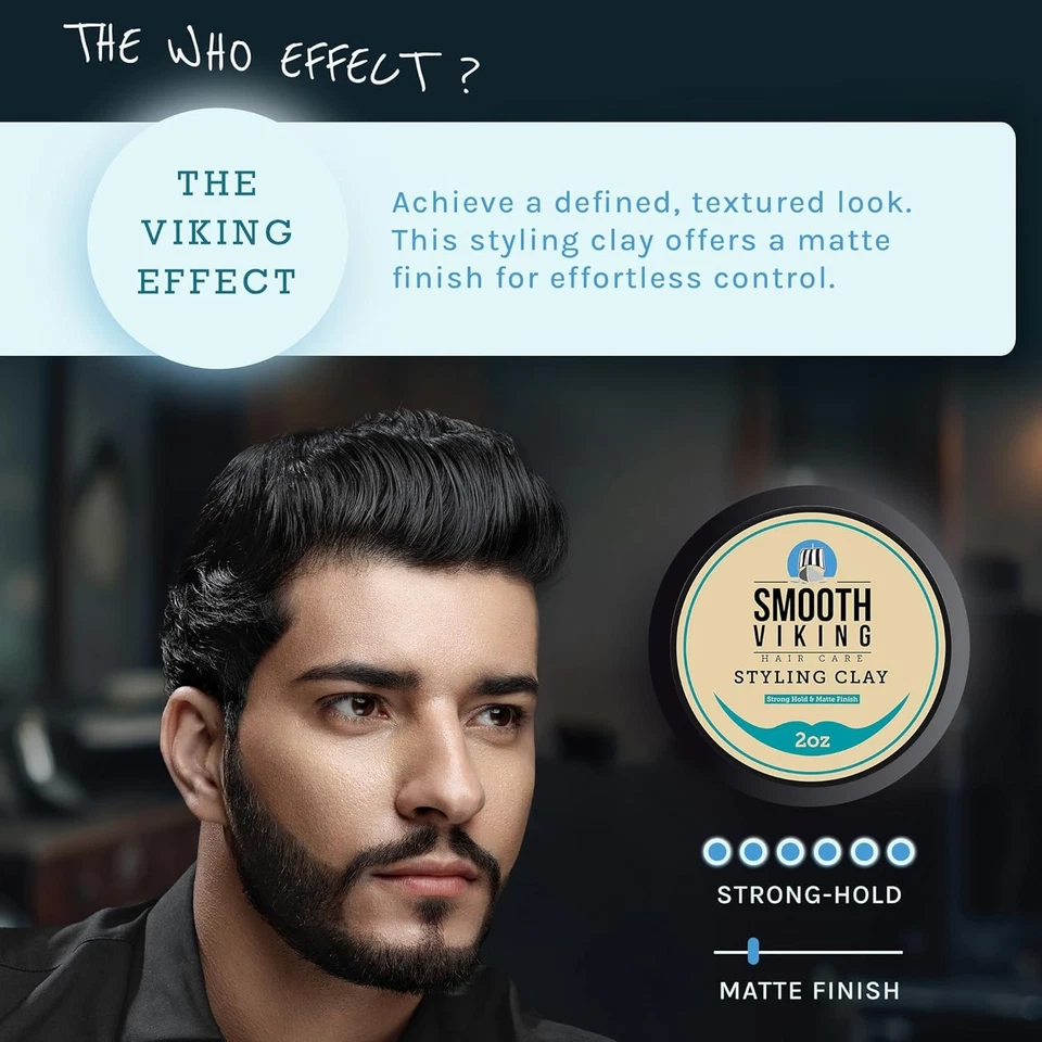Argila de cabelo masculina | Pomada de argila viking lisa para acabamento fosco e fixação forte (2 - Imagem 2 de 4
