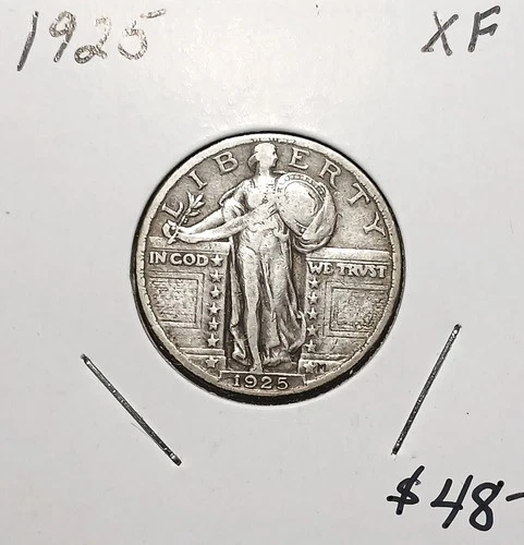 1925 Standing Liberty Silver Quarter Dollar, High Grade, Great Gift,