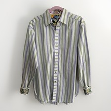 Robert Graham Mens L/S Tailored Button Up Shirt Large Flip Contrast Cuff